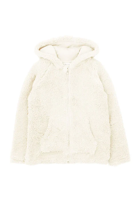 CHAQUETA NIÑA FULL ZIPPER CON GORRO PIEL DAY TO DAY FICCUS 2520773 CRUDO