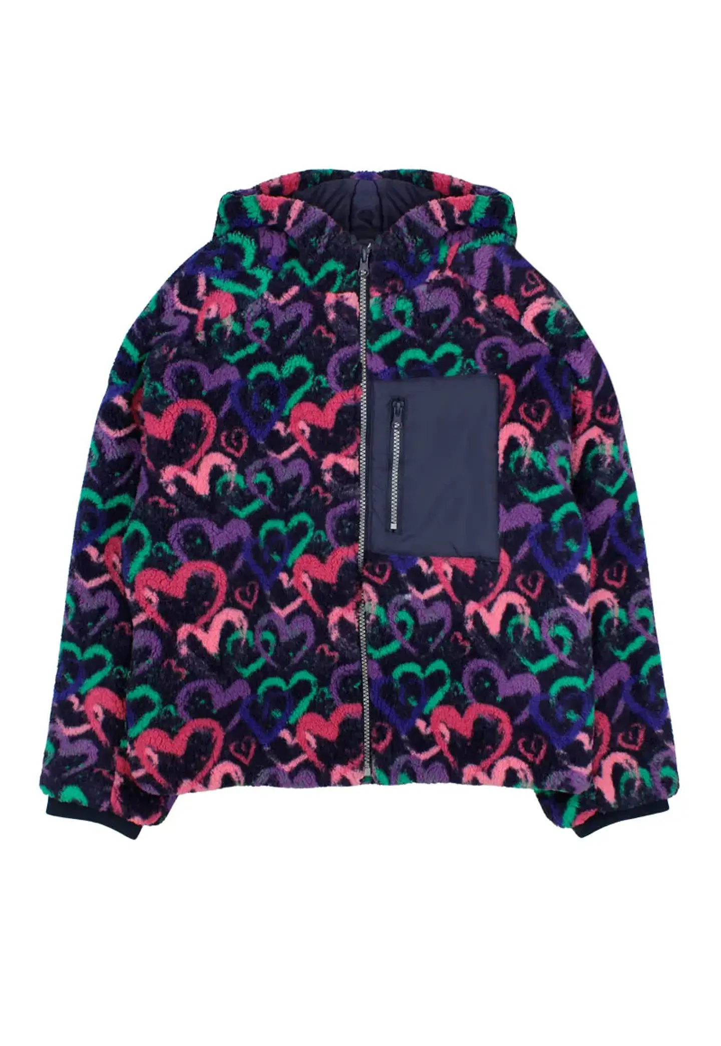 Chaqueta Niña Full Zipper Con Gorro Sherpa Est. Move Ficcus 2520393 Azul 1