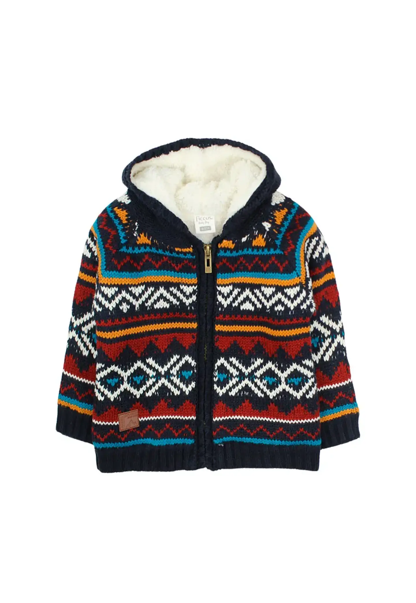 Chaleco Bebe Full Zipper Con Gorro Grecas Foresta Ficcus 2520163 Azul 1