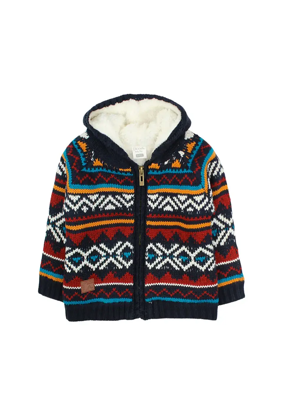 Chaleco Bebe Full Zipper Con Gorro Grecas Foresta Ficcus 2520163 Azul 1