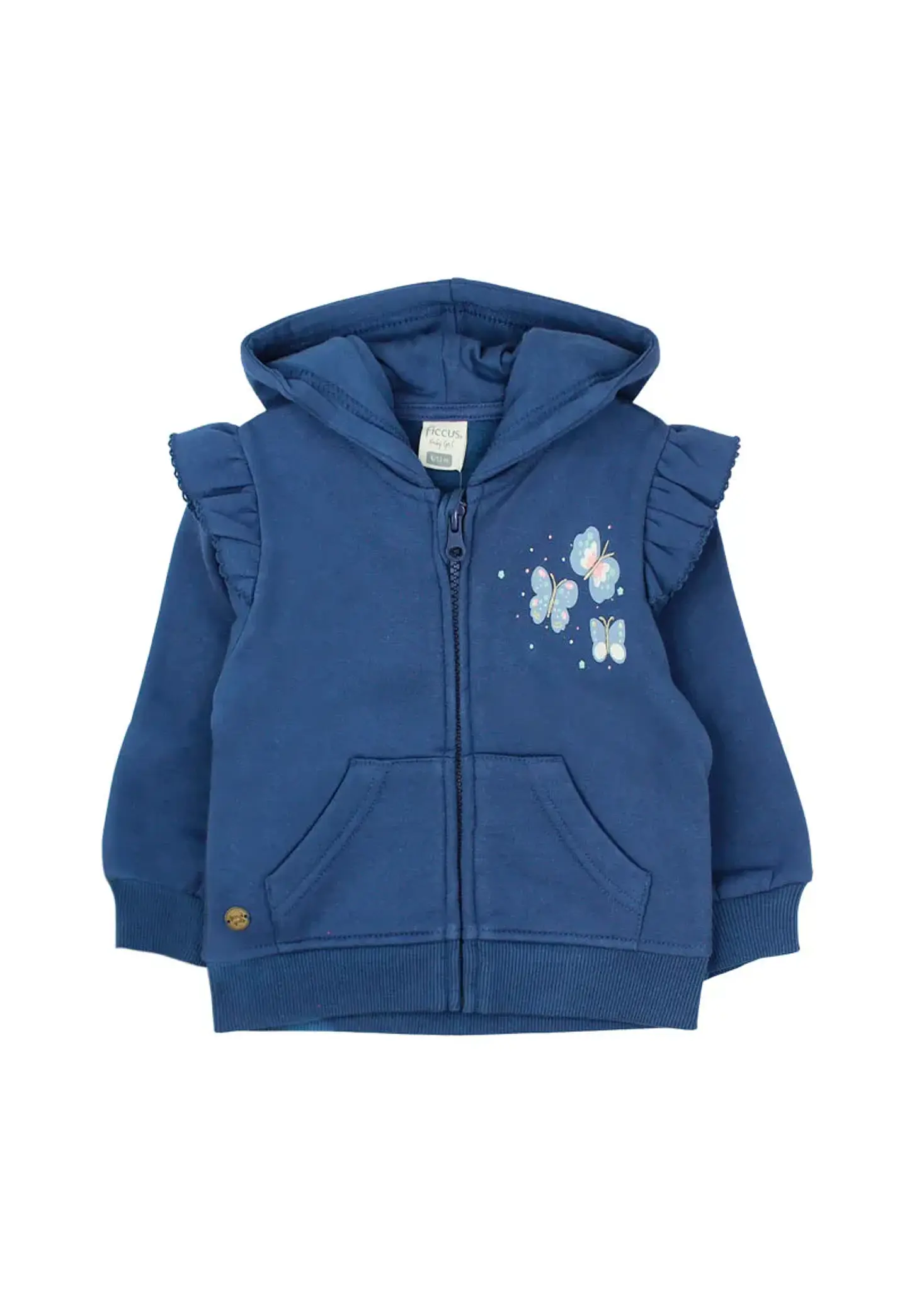 Poleron Bebe Full Zipper Con Gorro Est. Foresta Ficcus 2520185 Azul 1