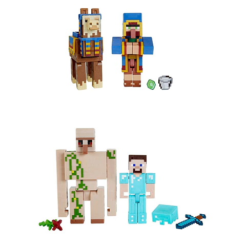 MINECRAFT CORE FIGURA DE 8CM CON CRAFTING 2-PACK MATTEL GTT53