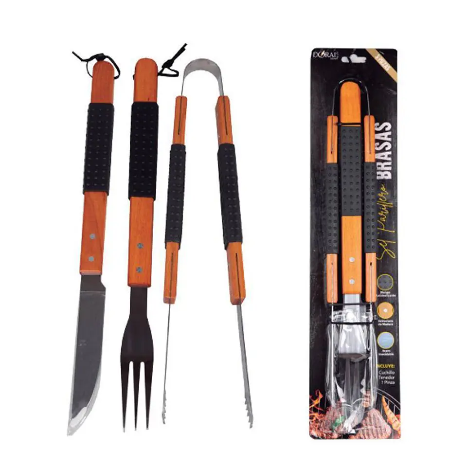 Set Parrillero 3 Piezas Cuchillo+Tenedor+Pinza  1