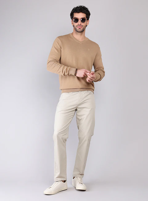 SWEATER CUELLO V LISO PIERO BUTTI PBCVI52CA CAFE