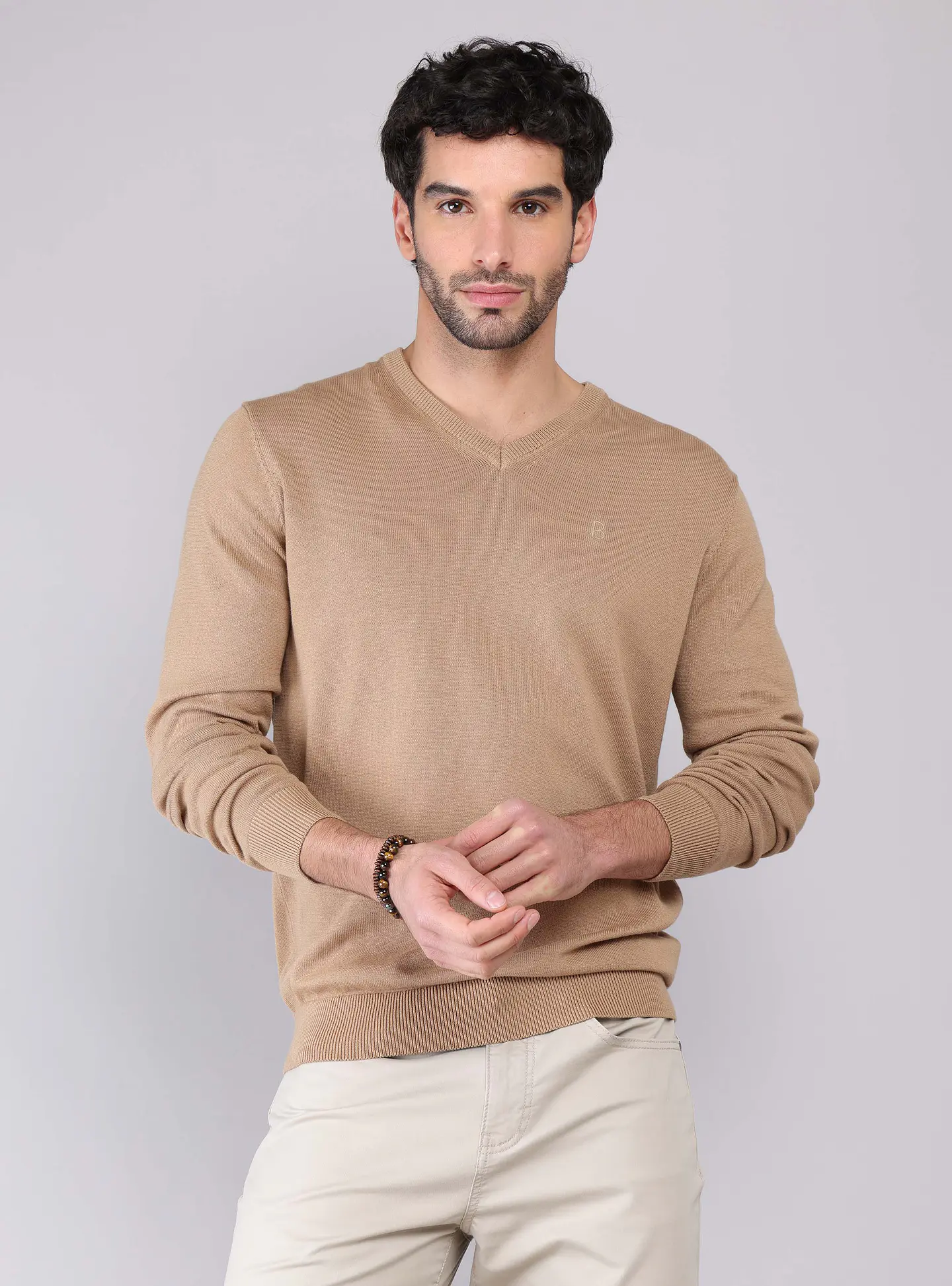 Sweater Cuello V Liso Piero Butti Pbcvi52Ca Cafe 3