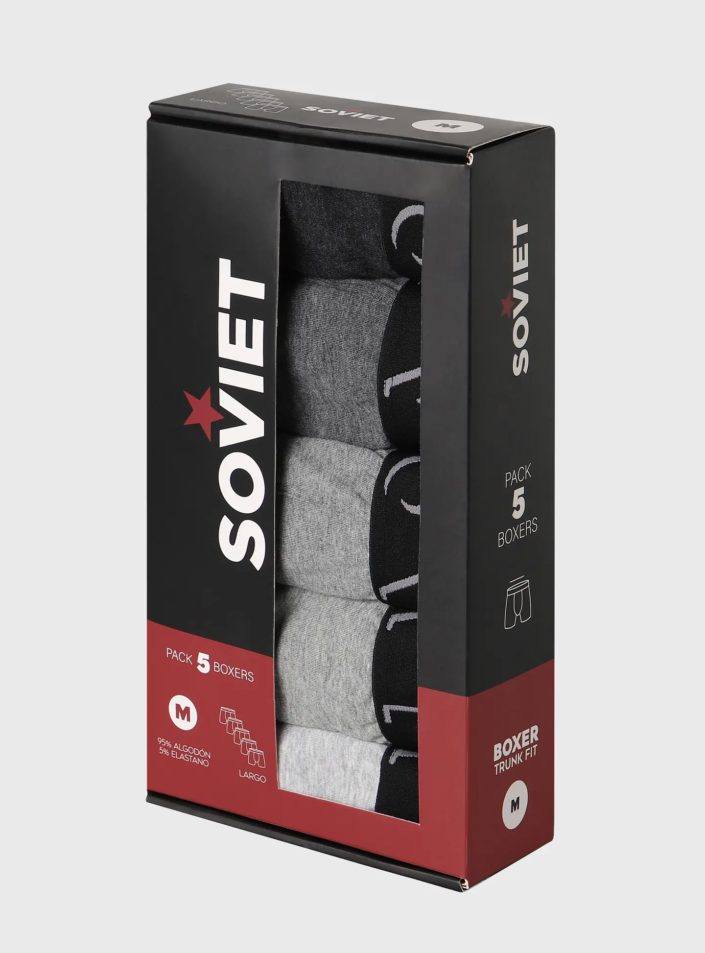 Boxer Pack 5 Ll Soviet Bos2402Gr Gris 7
