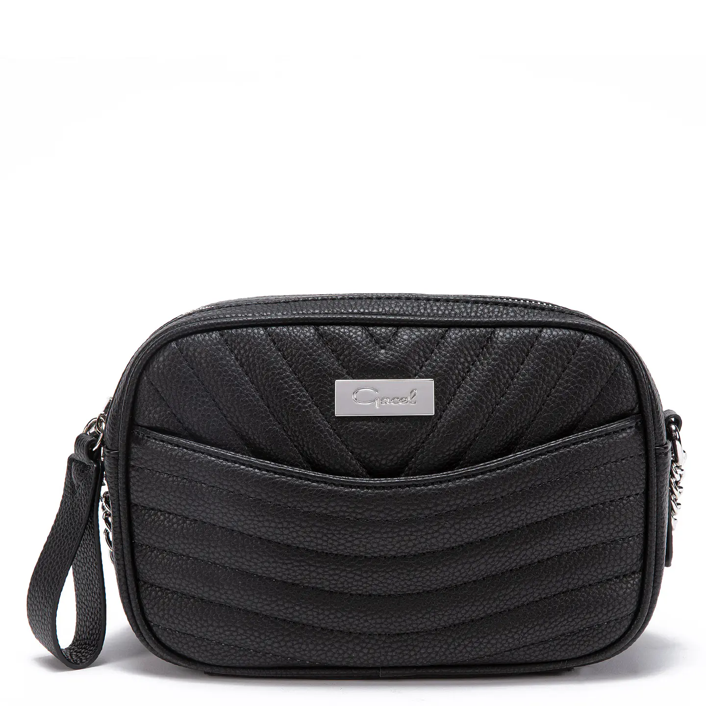 Cartera Mujer Bandolera Grande Graneado Casual Gacel Car2890 Negro  1