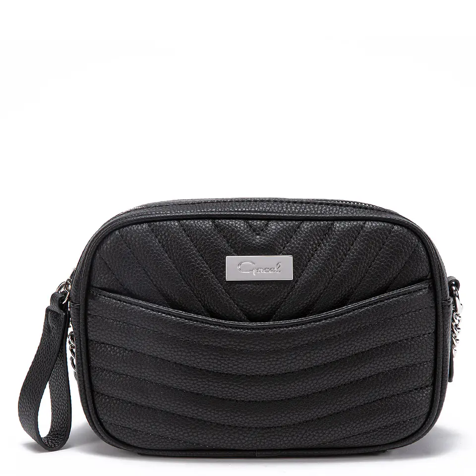 Cartera Mujer Bandolera Grande Graneado Casual Gacel Car2890 Negro  1