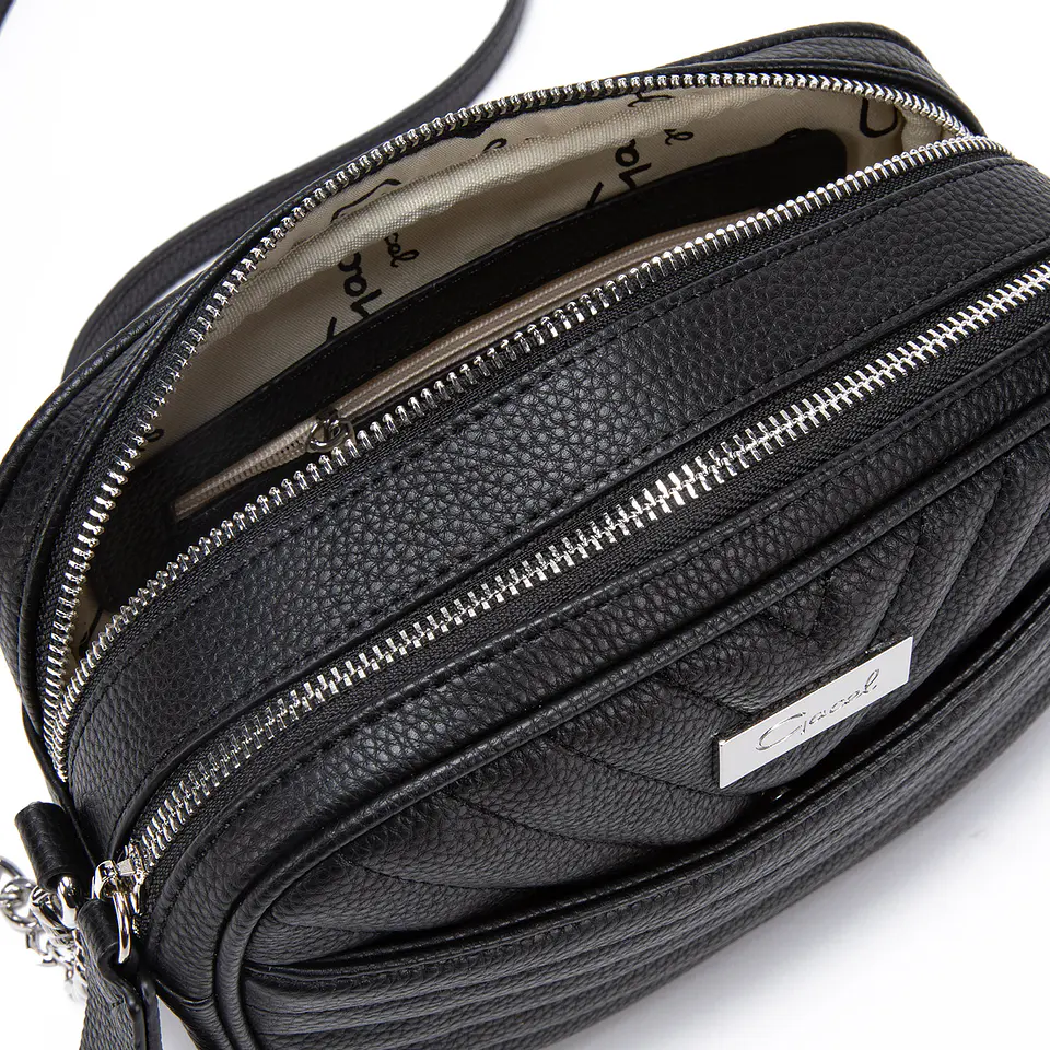 Cartera Mujer Bandolera Grande Graneado Casual Gacel Car2890 Negro  6
