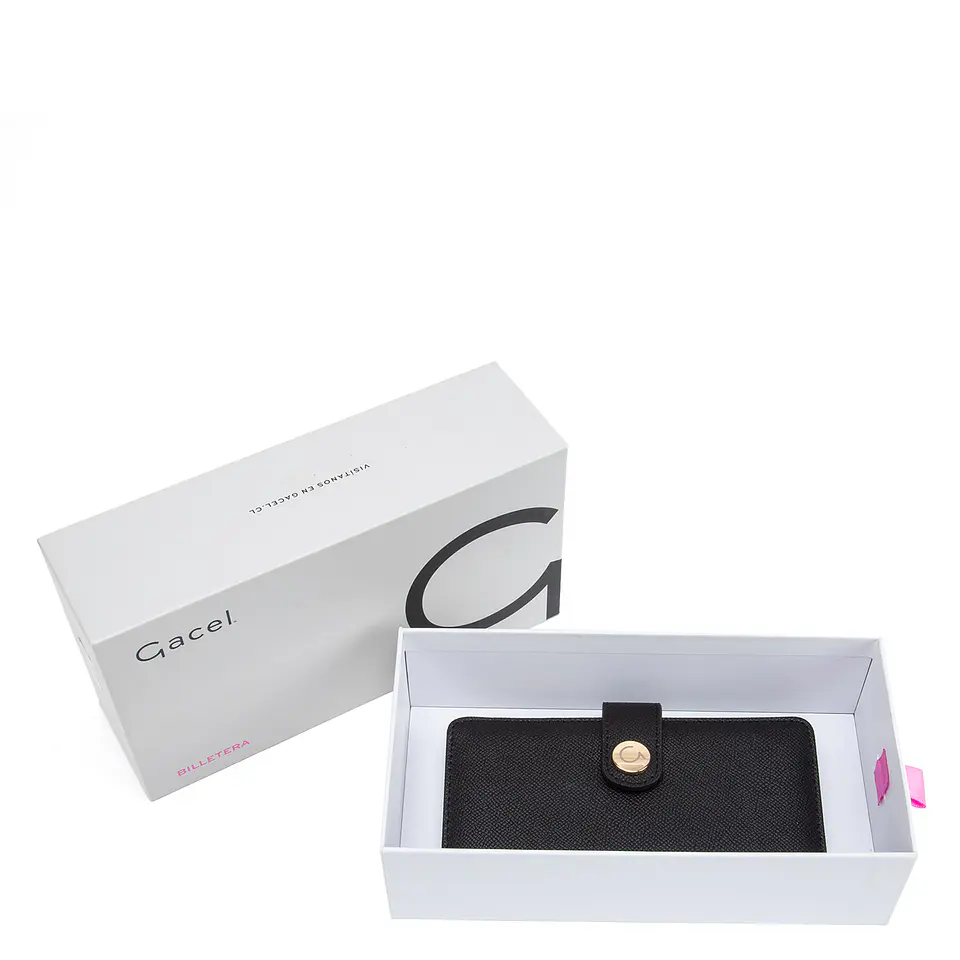 Billetera Mujer Grande Estampado Casual Gacel Bil0424 Negro  2