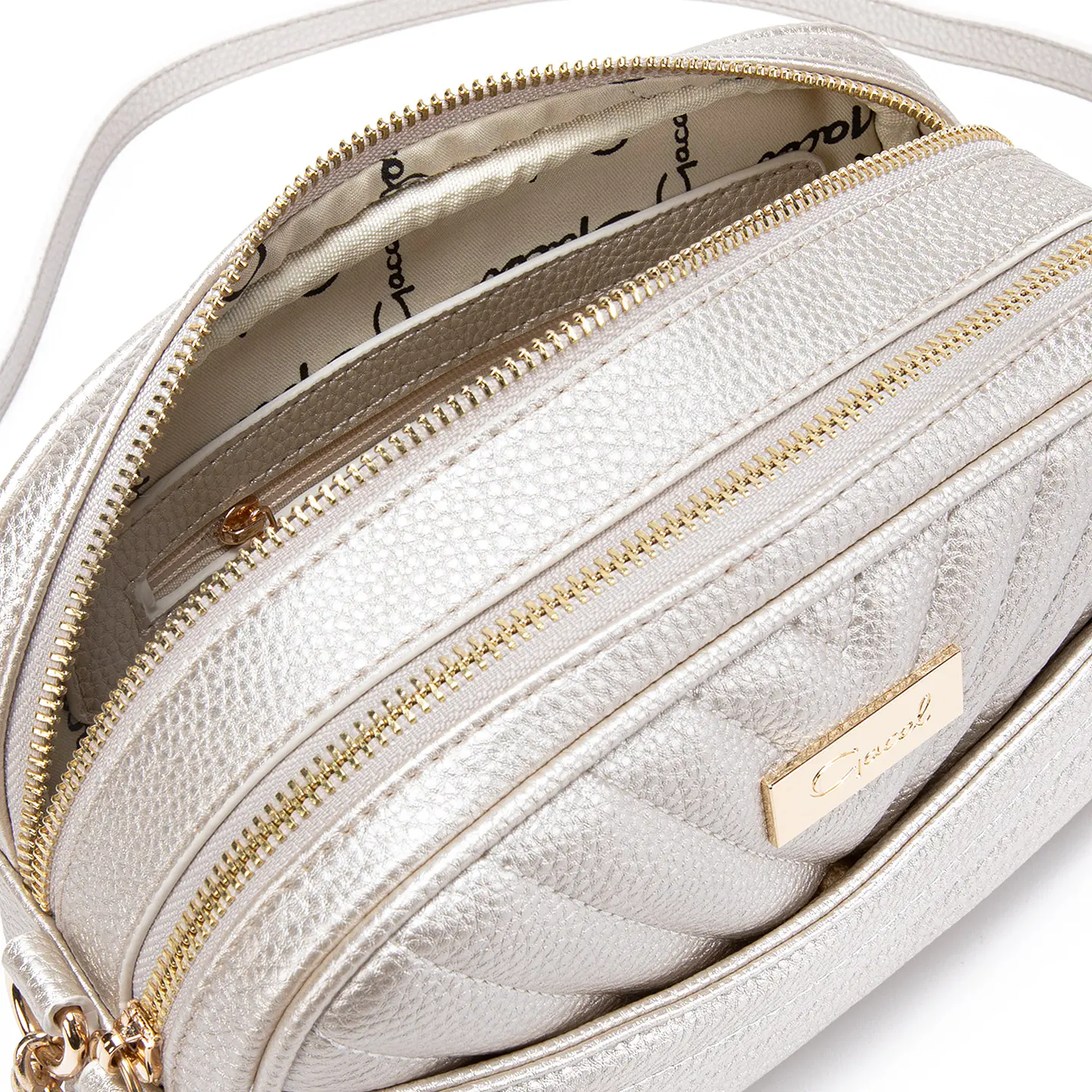 Cartera Mujer Bandolera Grande Graneado Casual Gacel Car2891 Dorado  4