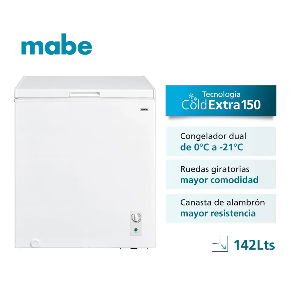 Freezer Horizontal 142L Blanco Mabe Fdhm150By2 6