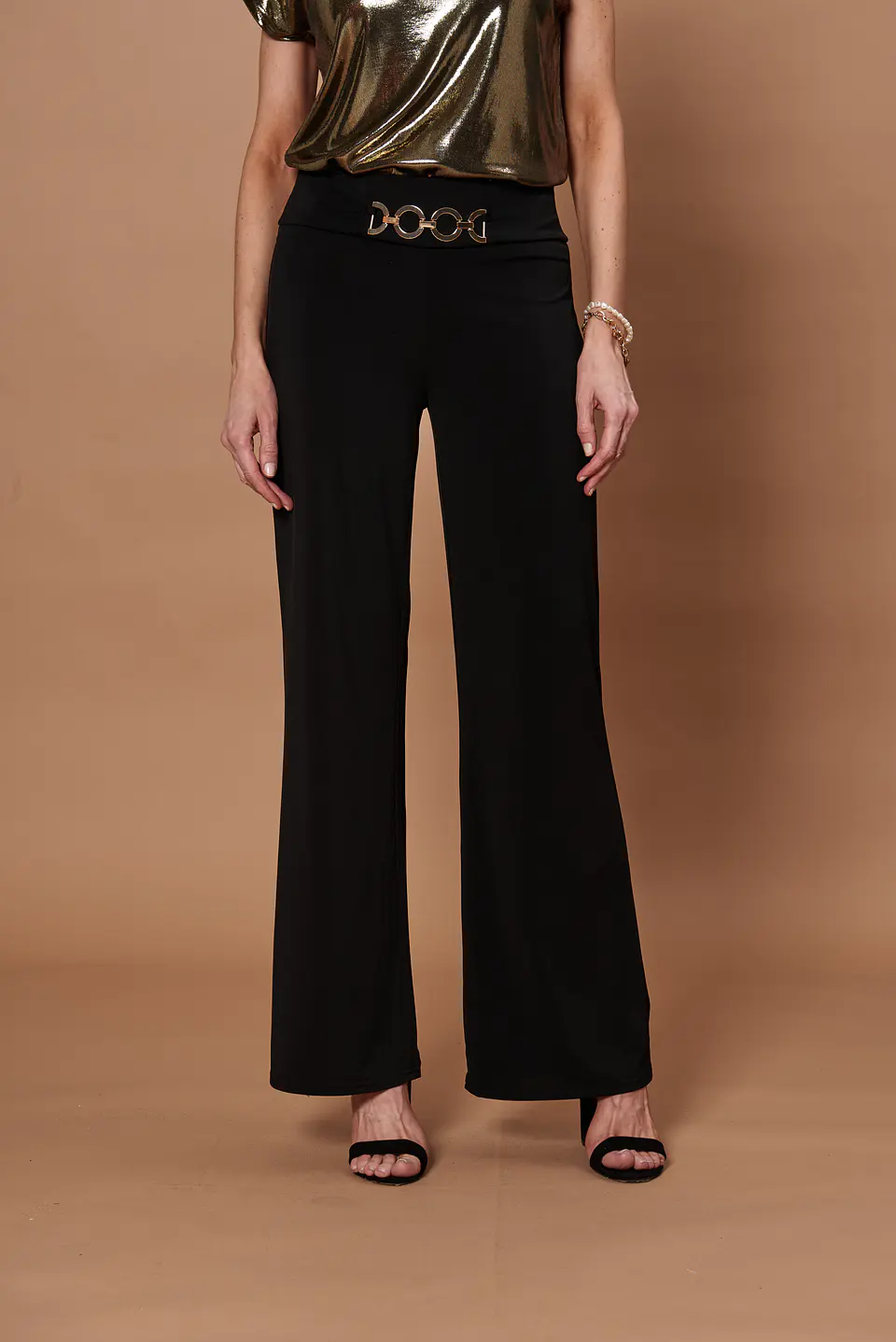 Pantalon Mujer Aplic. Palazzo Night Give Night N66307 Negro 5