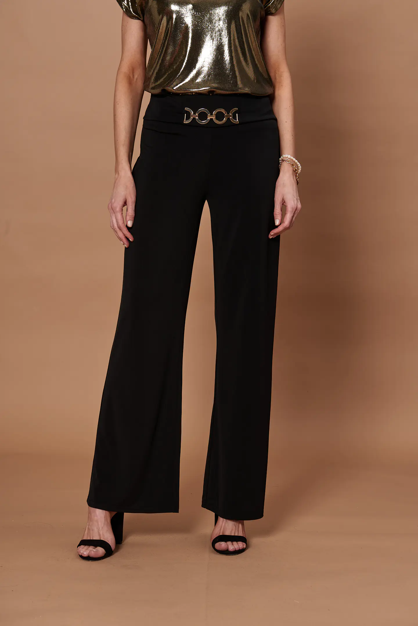 Pantalon Mujer Aplic. Palazzo Night Give Night N66307 Negro 6