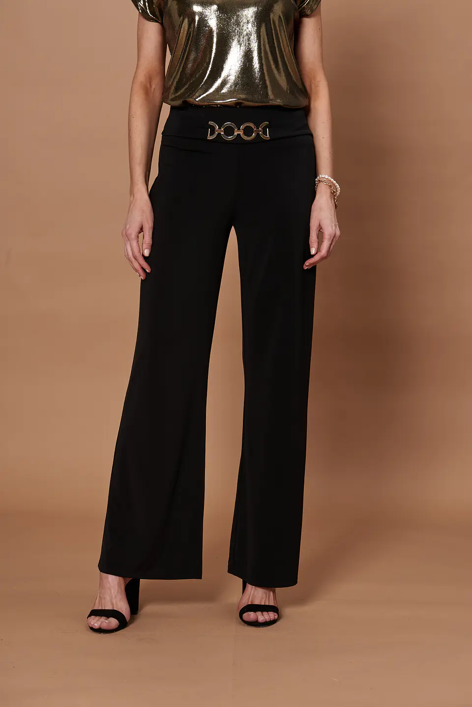 Pantalon Mujer Aplic. Palazzo Night Give Night N66307 Negro 6