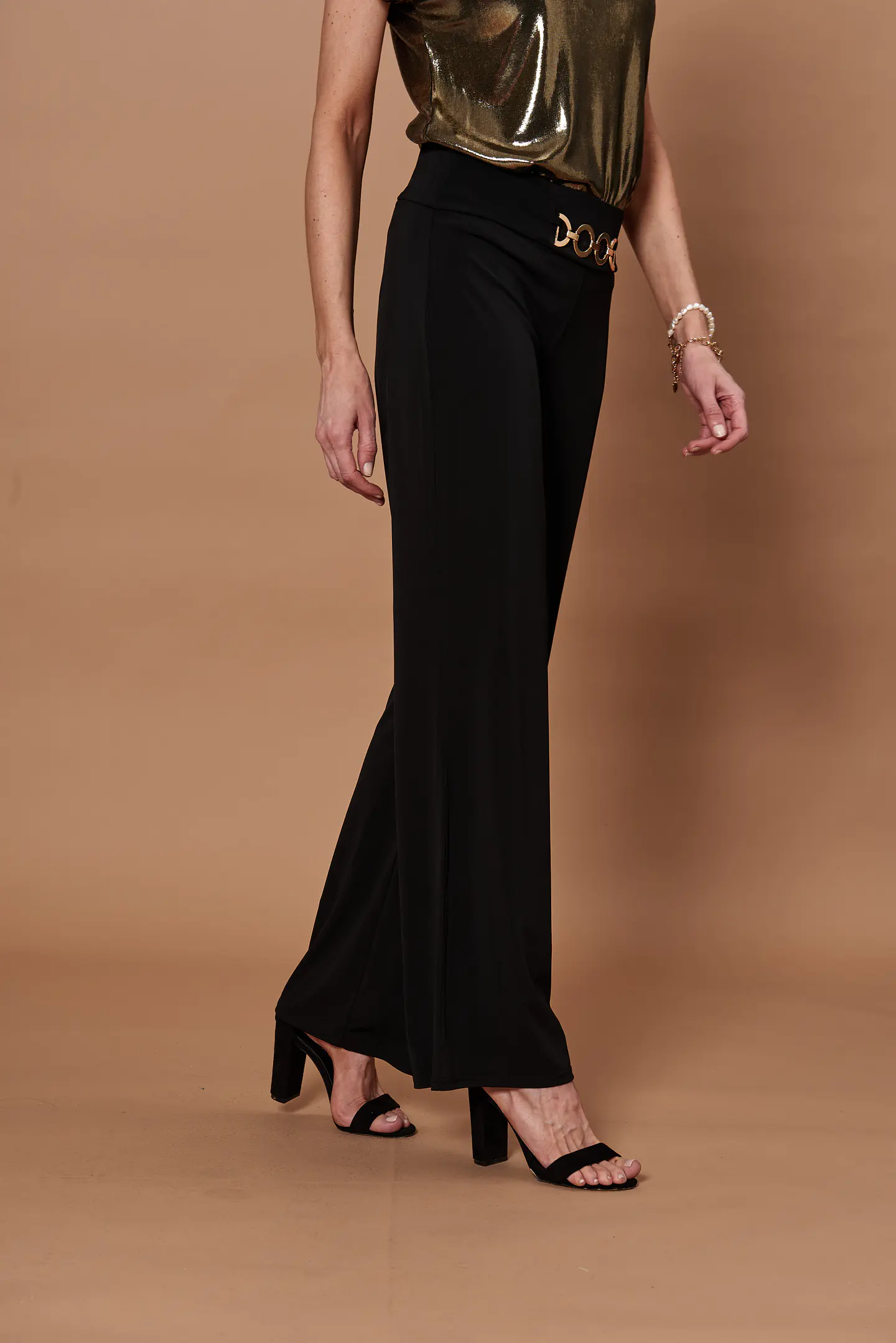Pantalon Mujer Aplic. Palazzo Night Give Night N66307 Negro 7