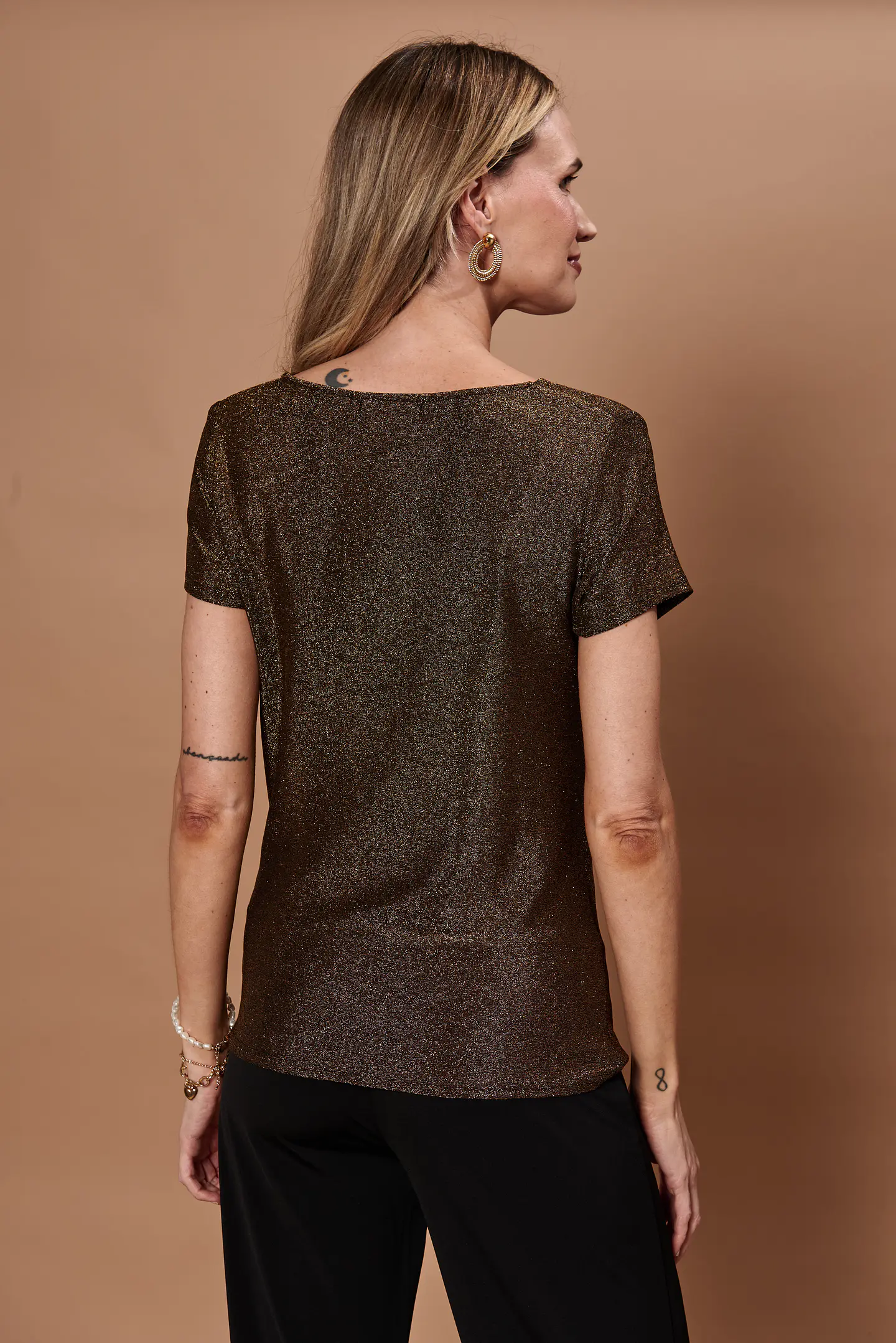 POLERA MUJER C/DRAPEADO M/C LUREX NIGHT GIVE NIGHT N56308 DORADO 5