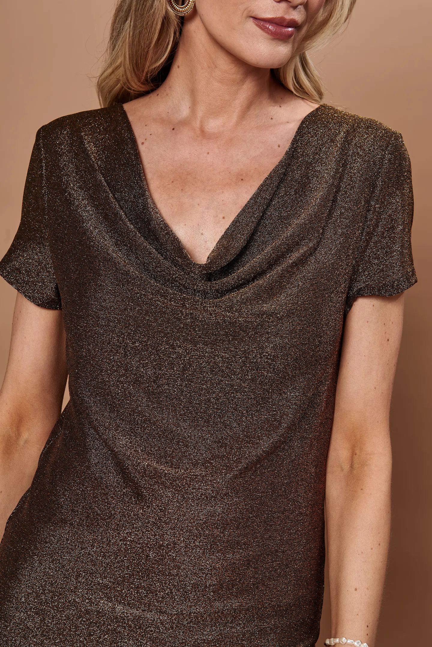 POLERA MUJER C/DRAPEADO M/C LUREX NIGHT GIVE NIGHT N56308 DORADO 6