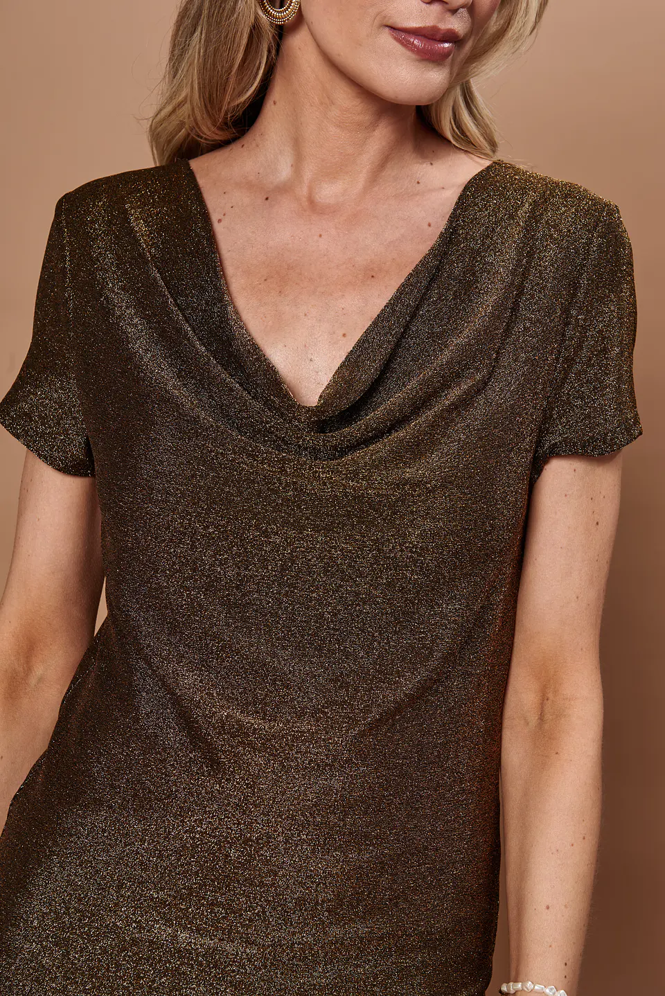 POLERA MUJER C/DRAPEADO M/C LUREX NIGHT GIVE NIGHT N56308 DORADO 6