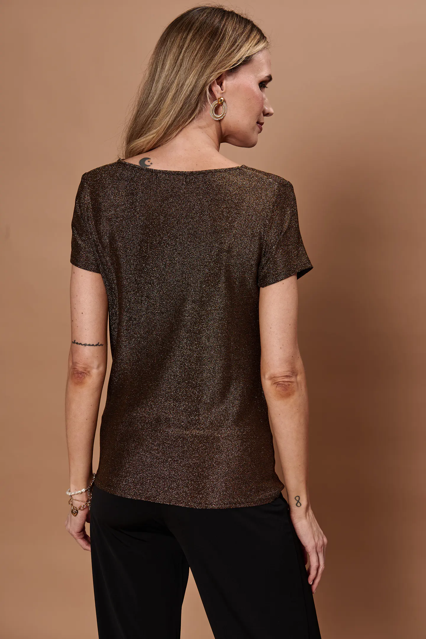 POLERA MUJER C/DRAPEADO M/C LUREX NIGHT GIVE NIGHT N56308 DORADO 7