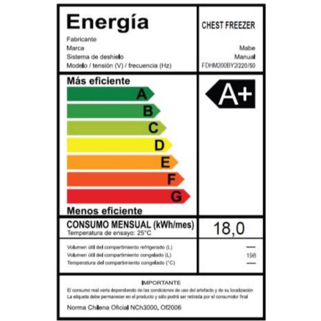 Congelador Horizontal 198 L Brutos Blanco Mabe - FDHM200BY2 7