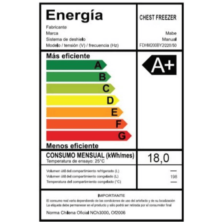 Congelador Horizontal 198 L Brutos Blanco Mabe - FDHM200BY2 7
