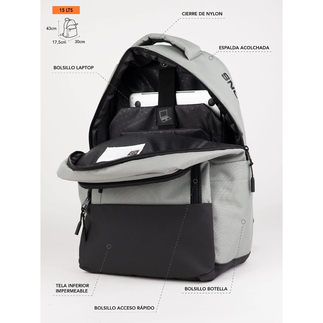 MOCHILA (HO) 15 LT. MAUI AND SONS 5AM183-MC26 GRIS S/T 2