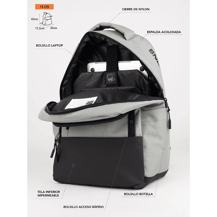 MOCHILA (HO) 15 LT. MAUI AND SONS 5AM183-MC26 GRIS S/T 2