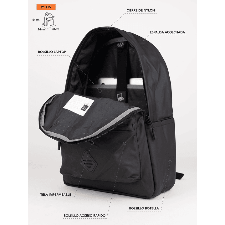 MOCHILA (HO) 19 LT. MAUI AND SONS 5AM187-MC26 NEGRO S/T 5