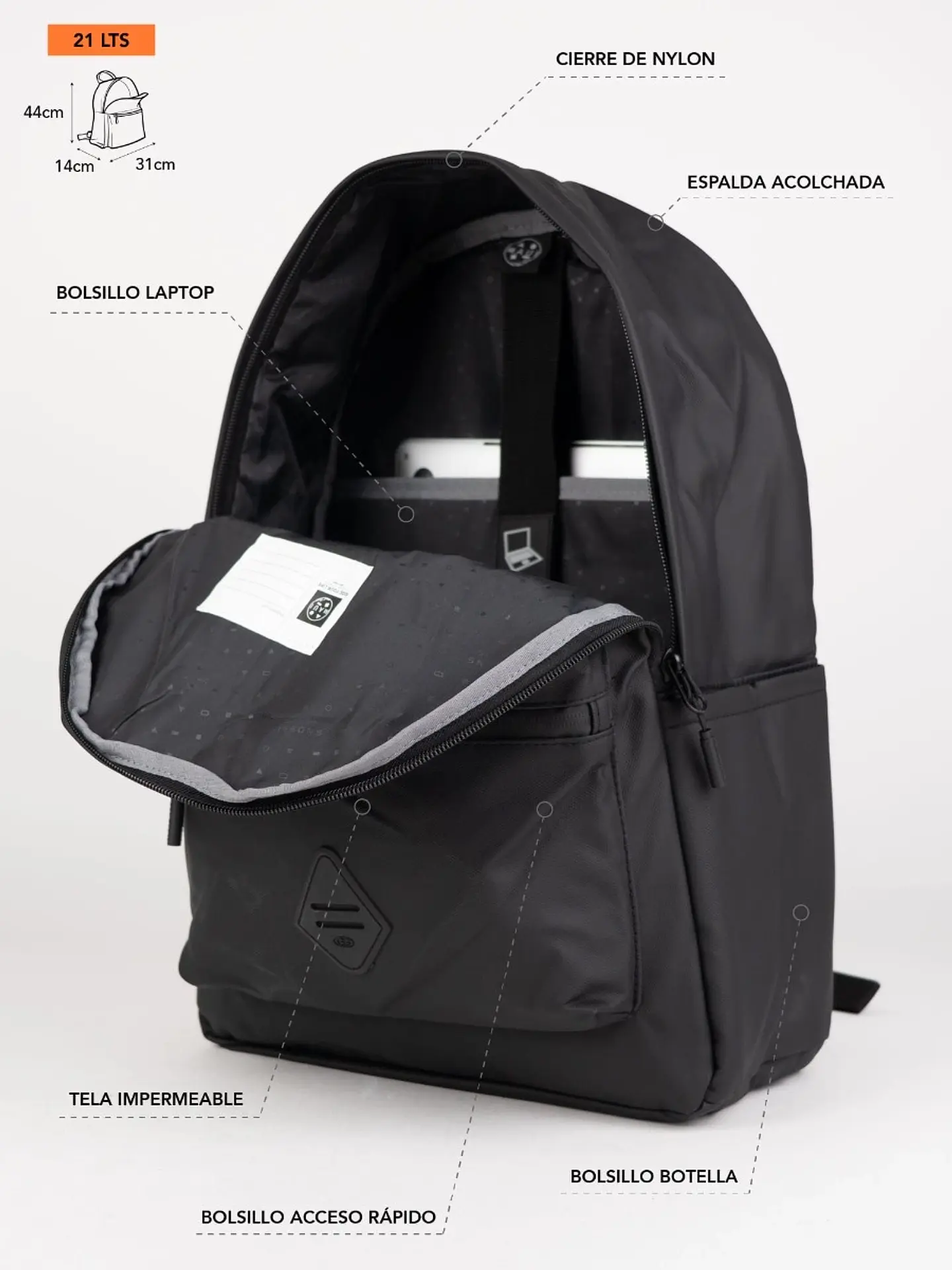 Mochila (Ho) 19 Lt. Maui And Sons 5Am187-Mc26 Negro S/T 5