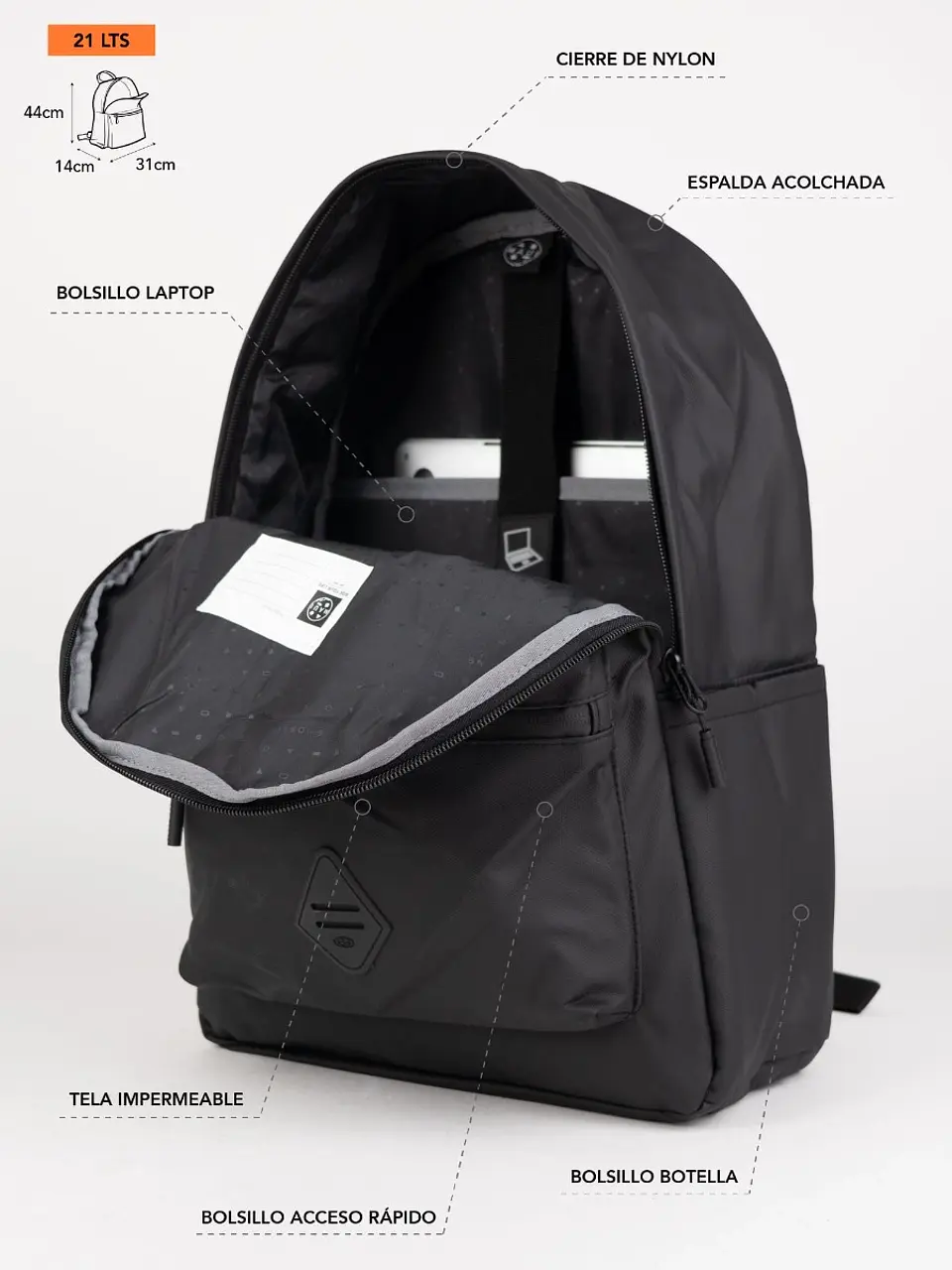 Mochila (Ho) 19 Lt. Maui And Sons 5Am187-Mc26 Negro S/T 5