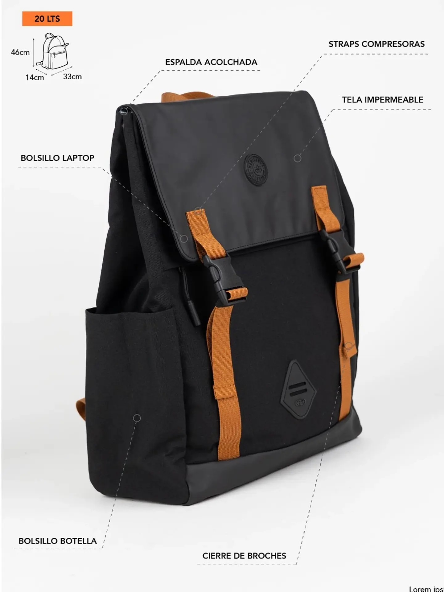 Mochila (Mu) 20 Lt. Maui And Sons 5Am197-Wc26 Negro S/T 2
