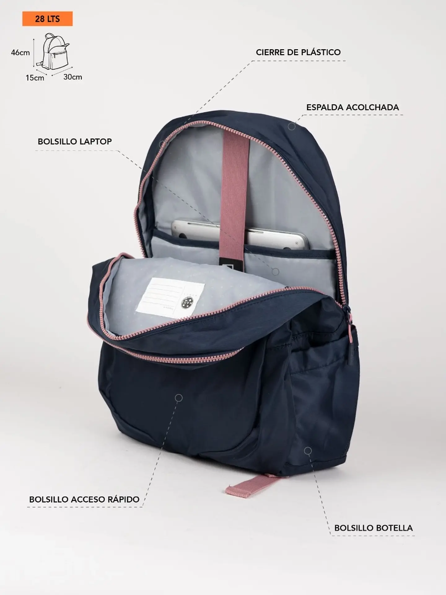 Mochila (Mu) 20 Lt. Maui And Sons 5Am189-Wc26 Azul-Rosado S/T 4