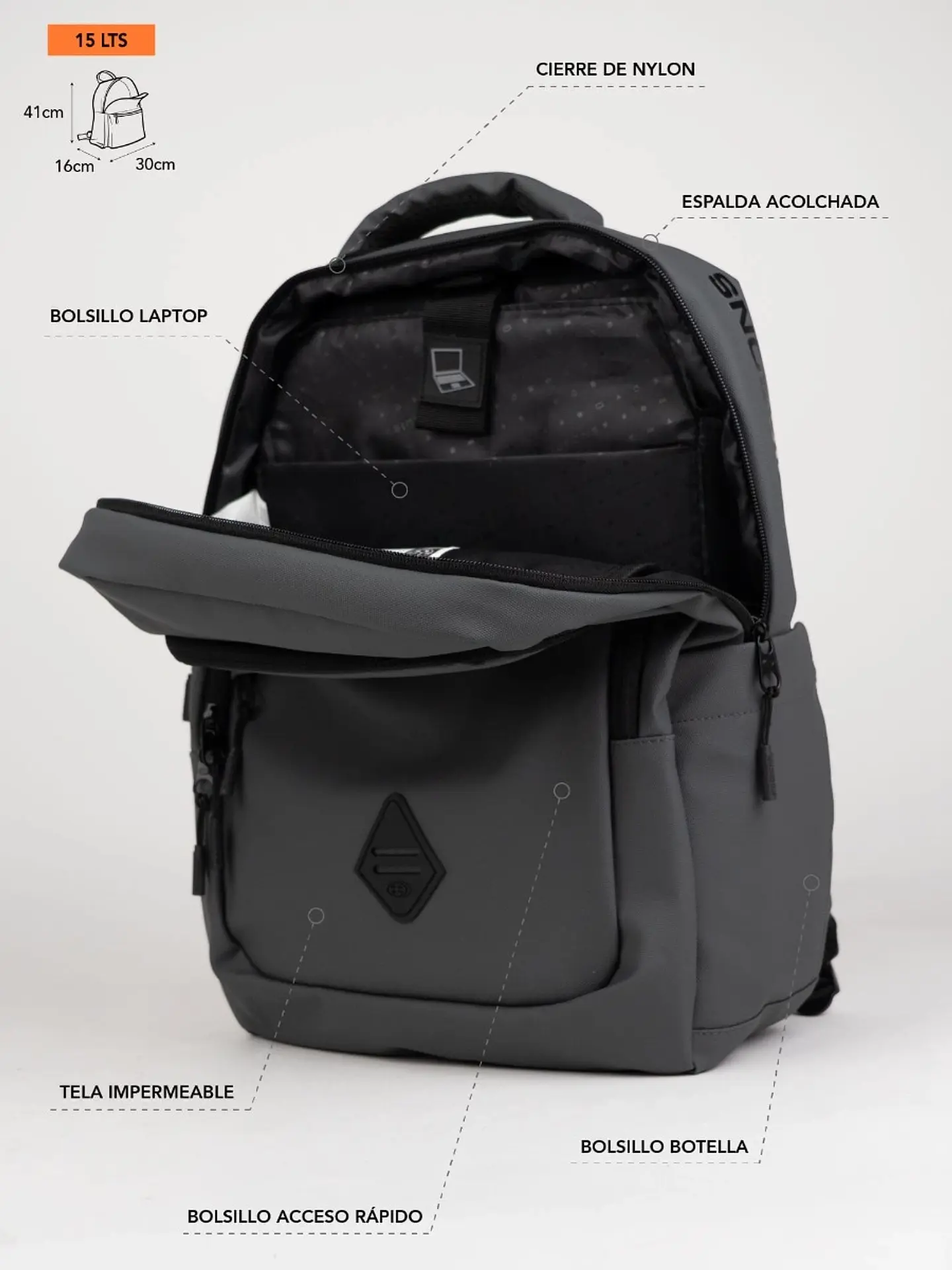 Mochila (Ho) Maui And Sons 5Am182-Mc26 Gris S/T 5