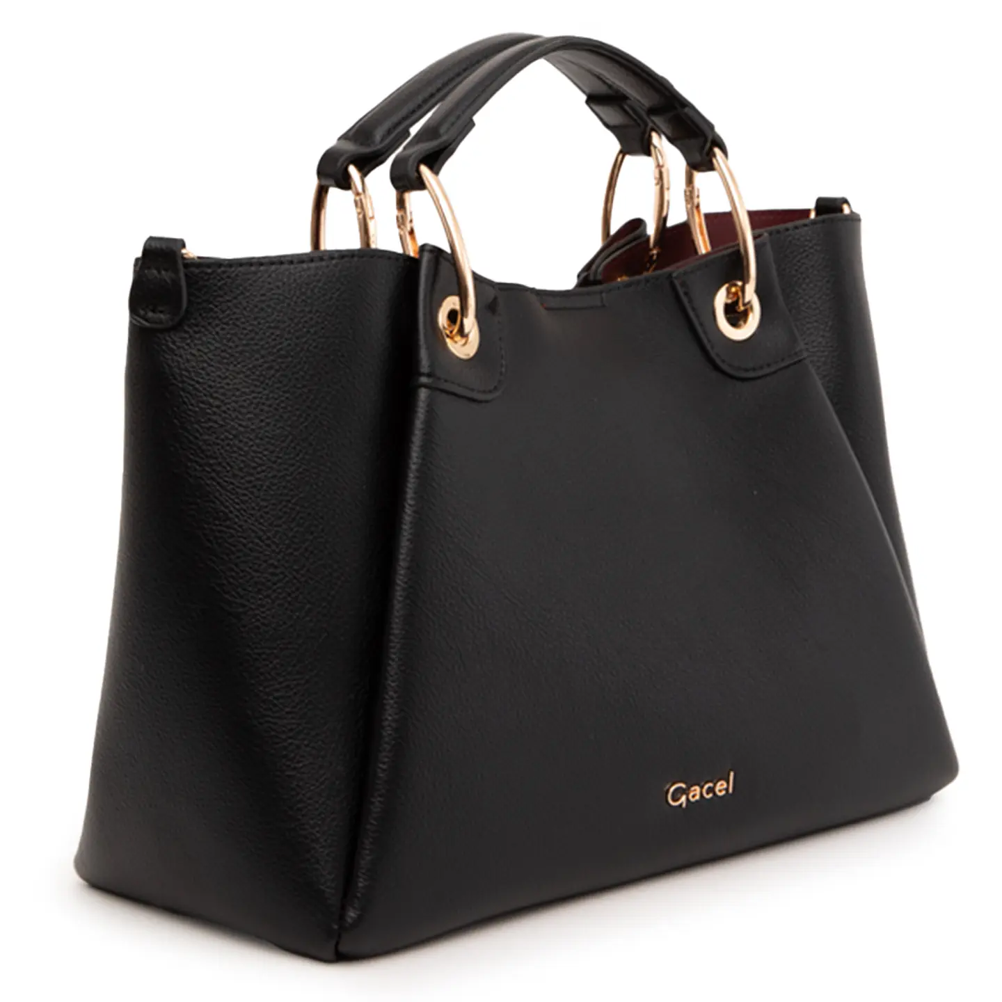 Cartera (Mu) Dos Asas Mediana Gacel Car3485 Negro S/T 1