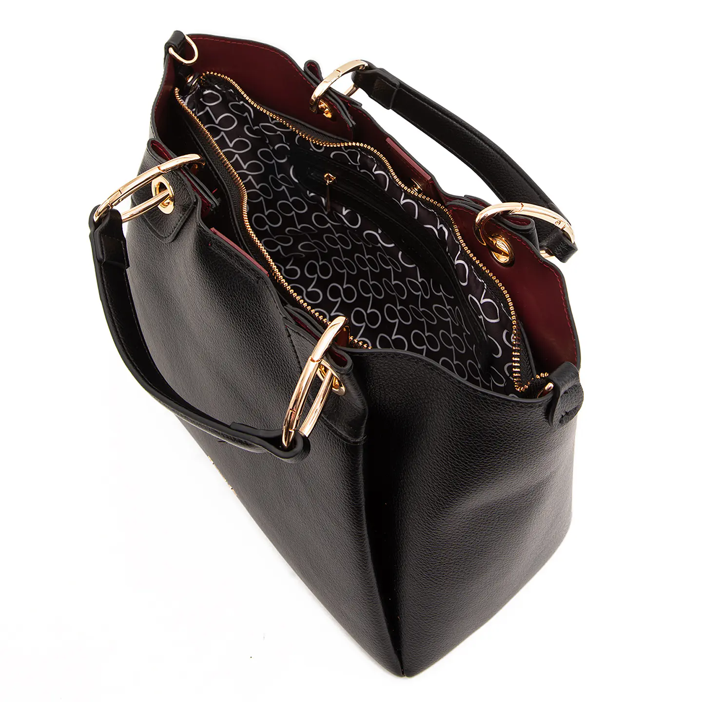 Cartera (Mu) Dos Asas Mediana Gacel Car3485 Negro S/T 2