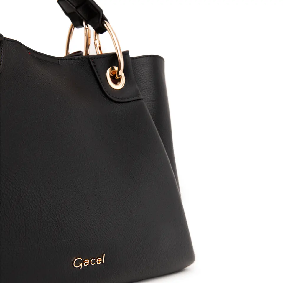 Cartera (Mu) Dos Asas Mediana Gacel Car3485 Negro S/T 4