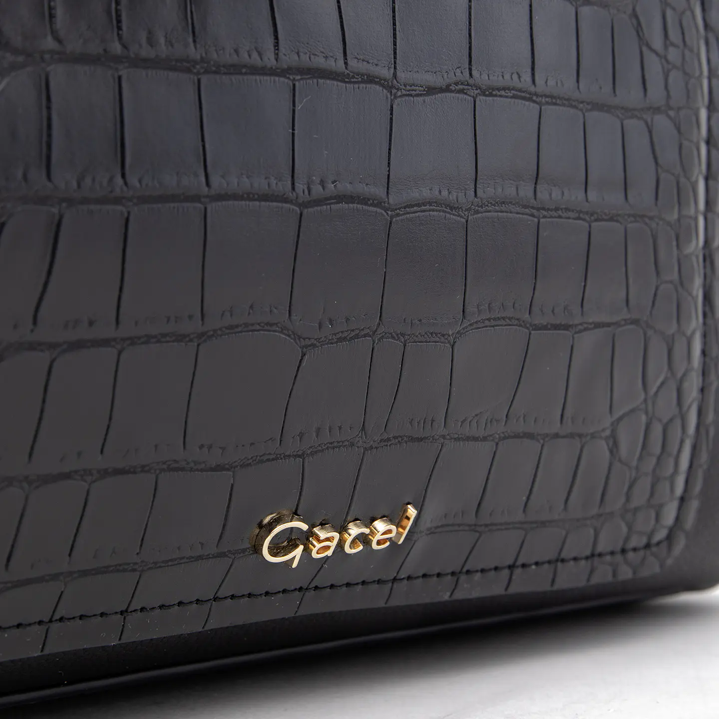 Cartera (Mu) Dos Asas Aligator Mediana Gacel Car3441 Negro S/T 6