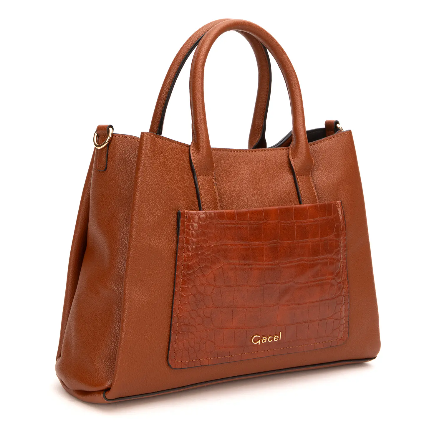 Cartera (Mu) Dos Asas Aligator Mediana Gacel Car3440 Tostado S/T 3