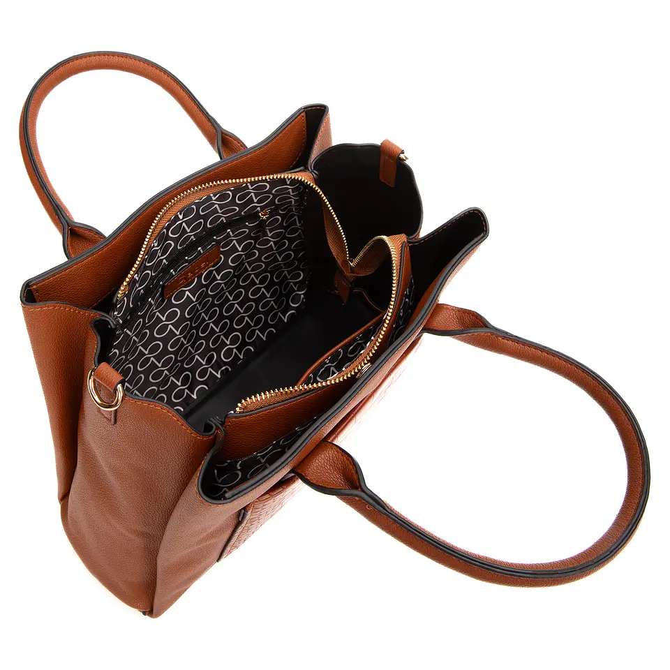 Cartera (Mu) Dos Asas Aligator Mediana Gacel Car3440 Tostado S/T 4
