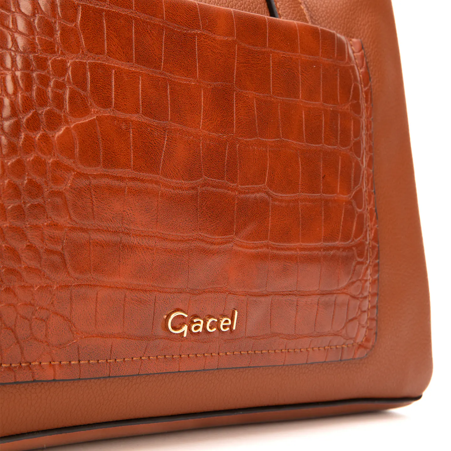 Cartera (Mu) Dos Asas Aligator Mediana Gacel Car3440 Tostado S/T 6