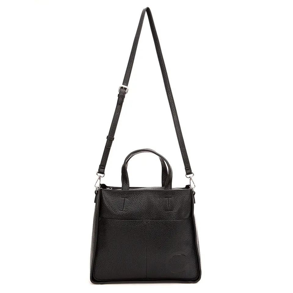 Cartera (Mu) Dos Asas Est. Graneado Grande Gacel Car3422 Negro S/T 5