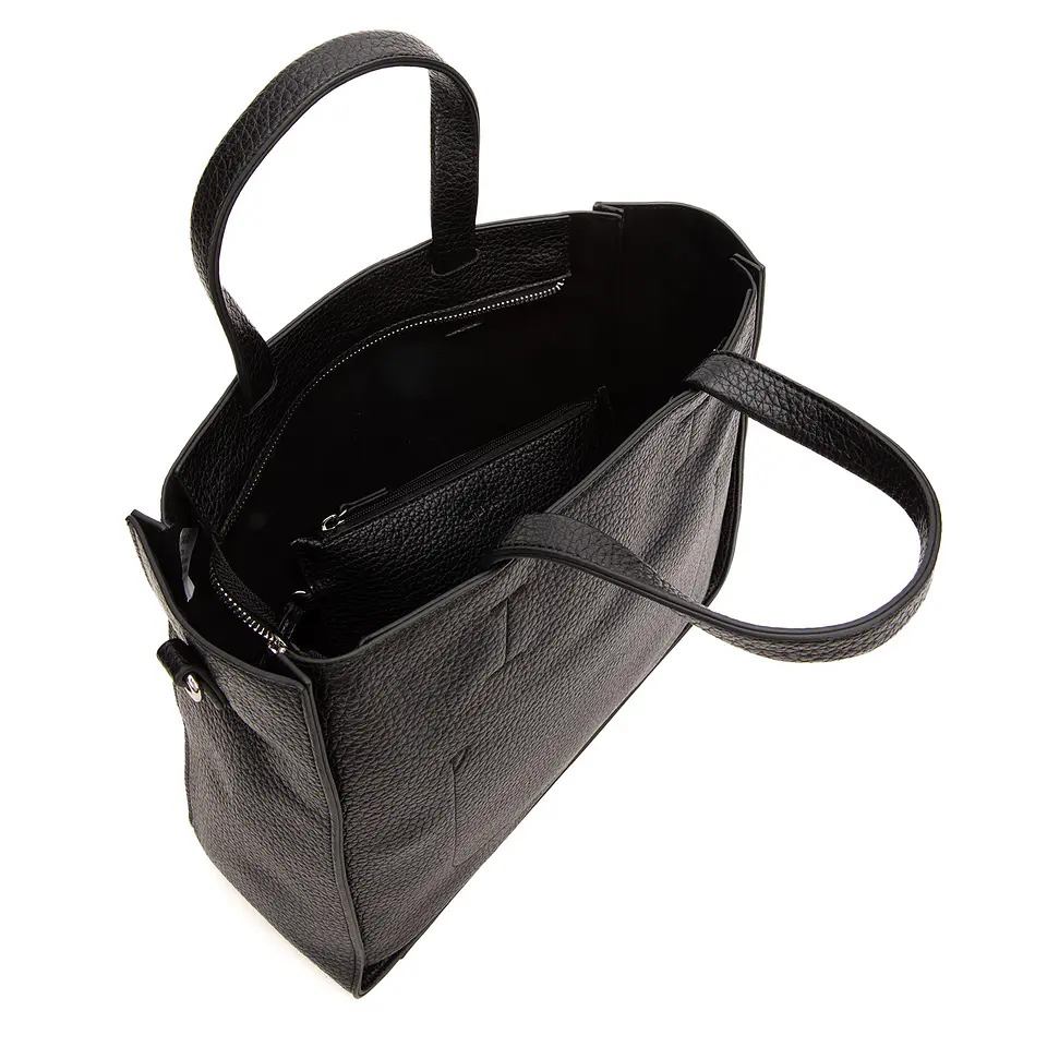 Cartera (Mu) Dos Asas Est. Graneado Grande Gacel Car3422 Negro S/T 6