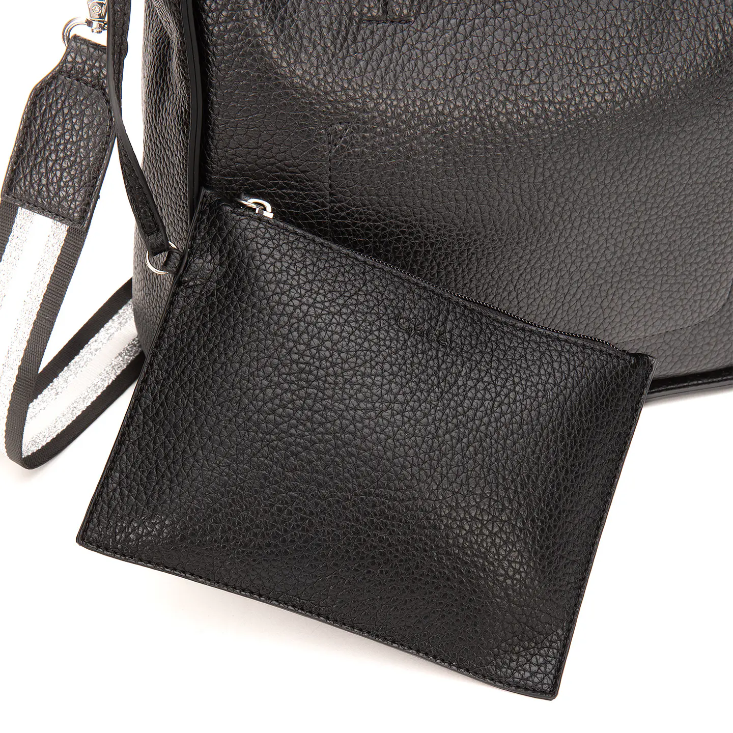 Cartera (Mu) Dos Asas Est. Graneado Grande Gacel Car3422 Negro S/T 7