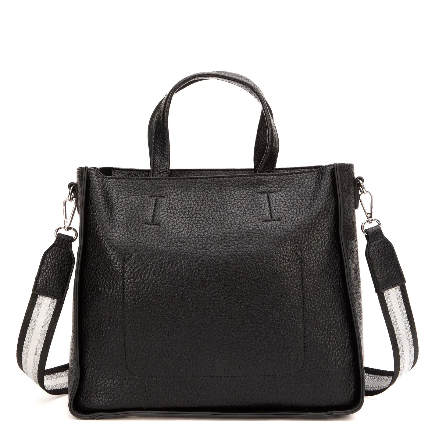 Cartera (Mu) Dos Asas Est. Graneado Grande Gacel Car3422 Negro S/T 4
