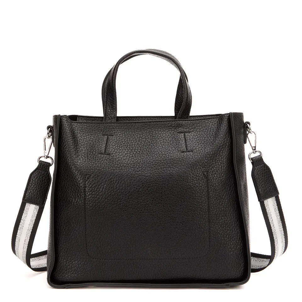 Cartera (Mu) Dos Asas Est. Graneado Grande Gacel Car3422 Negro S/T 4