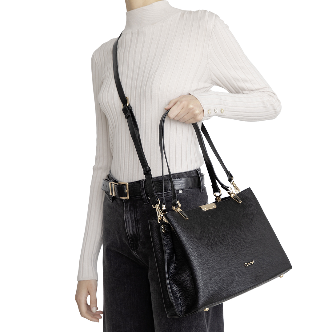 CARTERA (MU) DOS SAS GRANEADO GRANDE GACEL CAR3412 NEGRO S/T 2