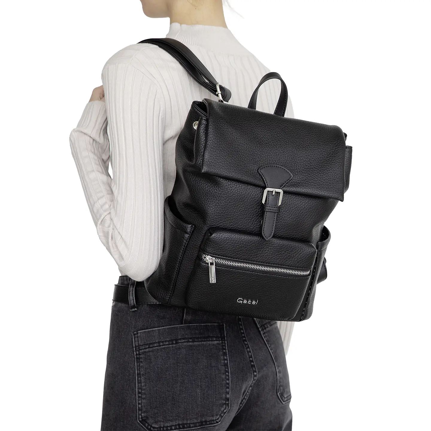 Mochila (Mu) Graneado Grande Gacel Car3520 Negro S/T 3