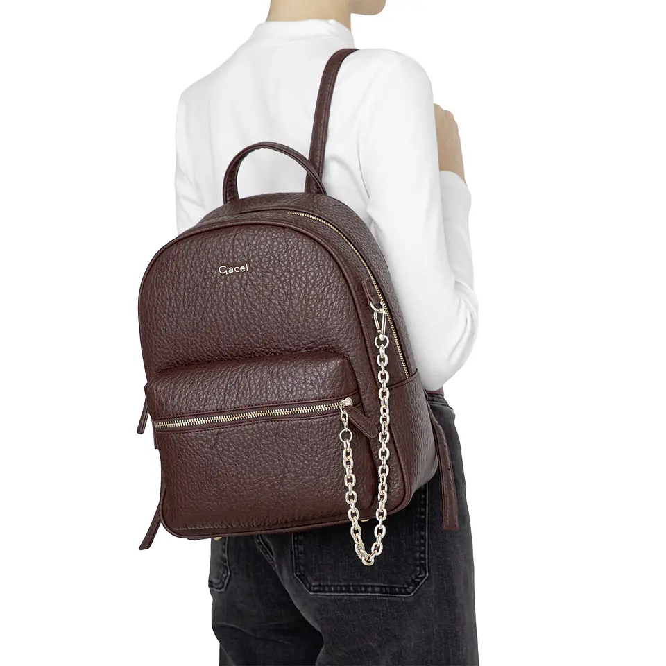 Mochila (Mu) Suede Pequeña Gacel Car3519 Chocolate S/T 2