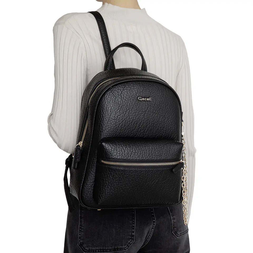 Mochila (Mu) Suede Pequeña Gacel Car3518 Negro S/T 2